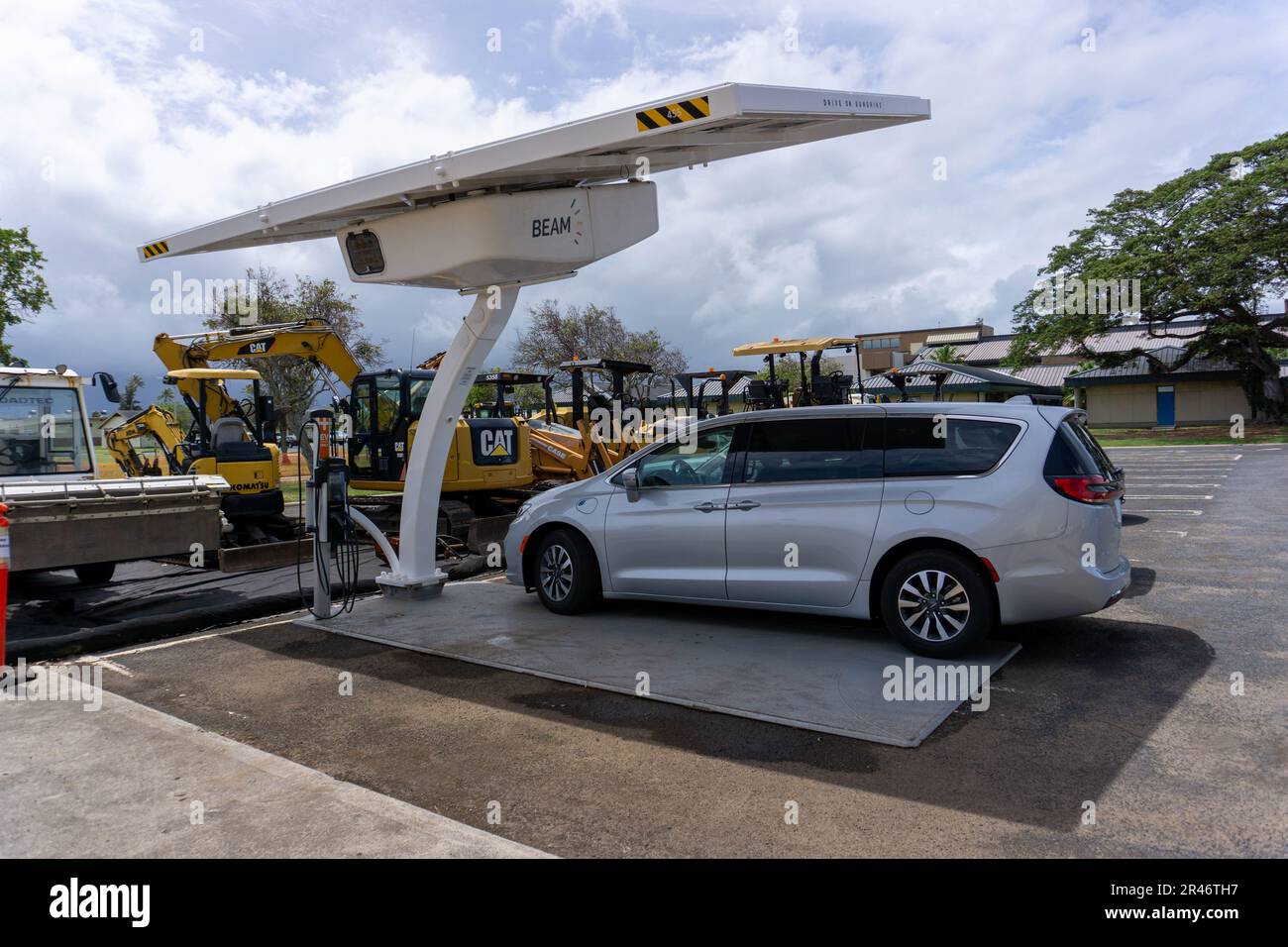 An EV ARC 2020 charging station collects energy from the sun, Marine