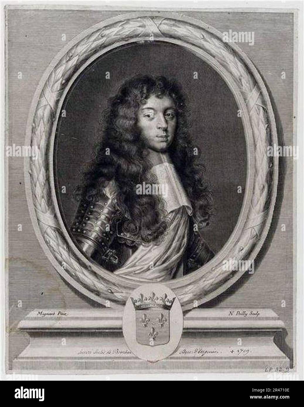 Undated engraving of Henri Jules de Bourbon, Prince of Condé by Nicolas Poilly le Jeune after Mignard Stock Photo
