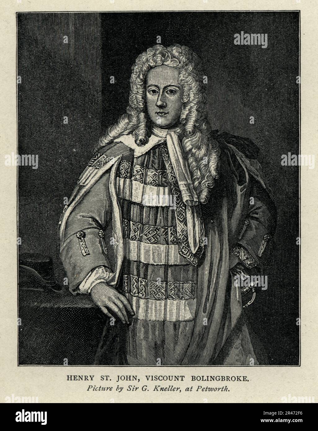 Henry St John, 1st Viscount Bolingbroke  an English politician, government official and political philosopher 18th Cnetury British History, Vintage Illustration Stock Photo