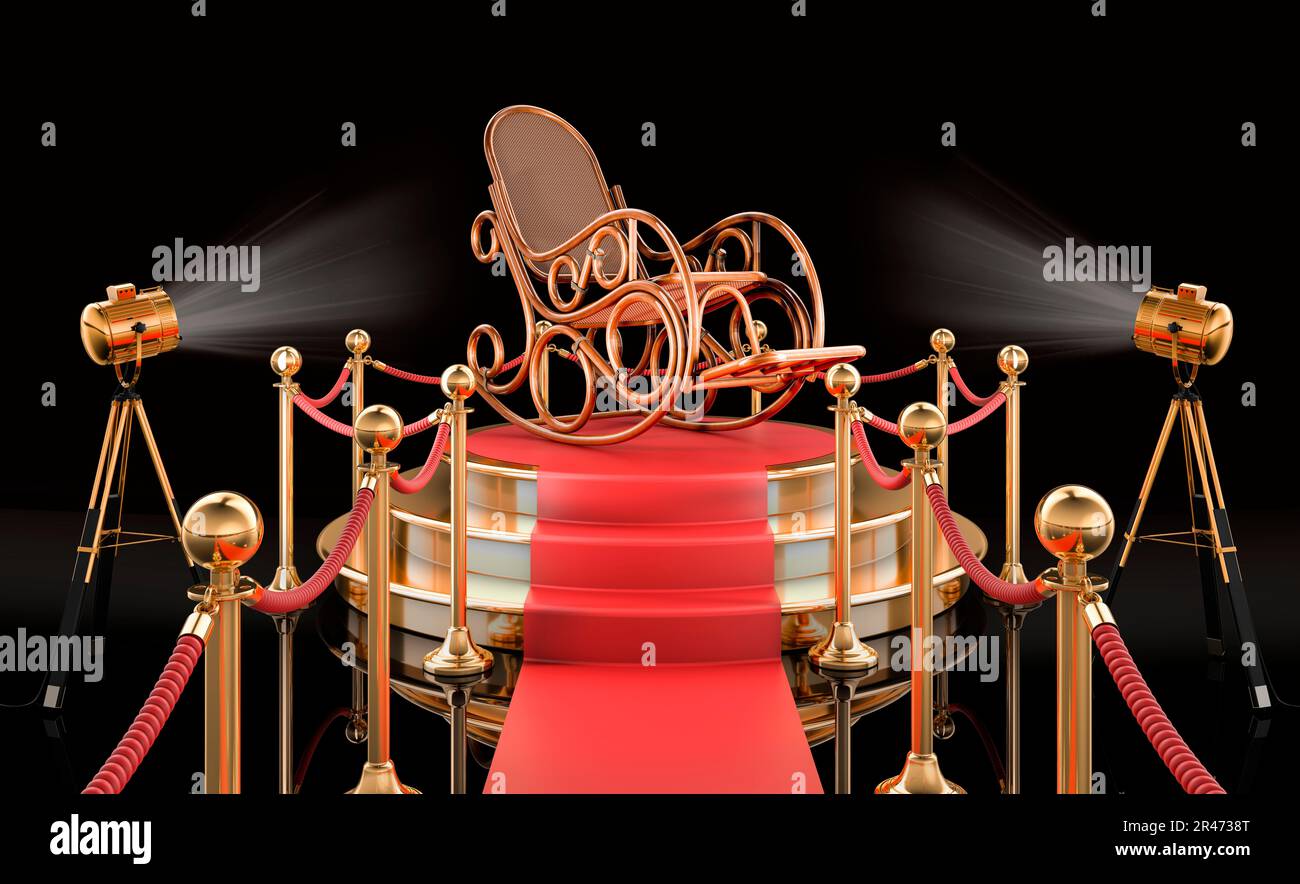 Podium with rocking chair, 3D rendering Stock Photo