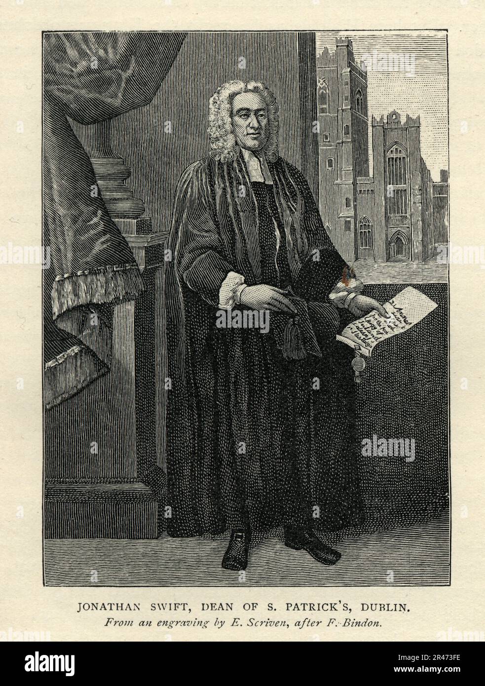 Jonathan Swift  an Anglo-Irish satirist, author, essayist, political pamphleteer, poet, and Anglican cleric who became Dean of St Patrick's Cathedral, Dublin Stock Photo