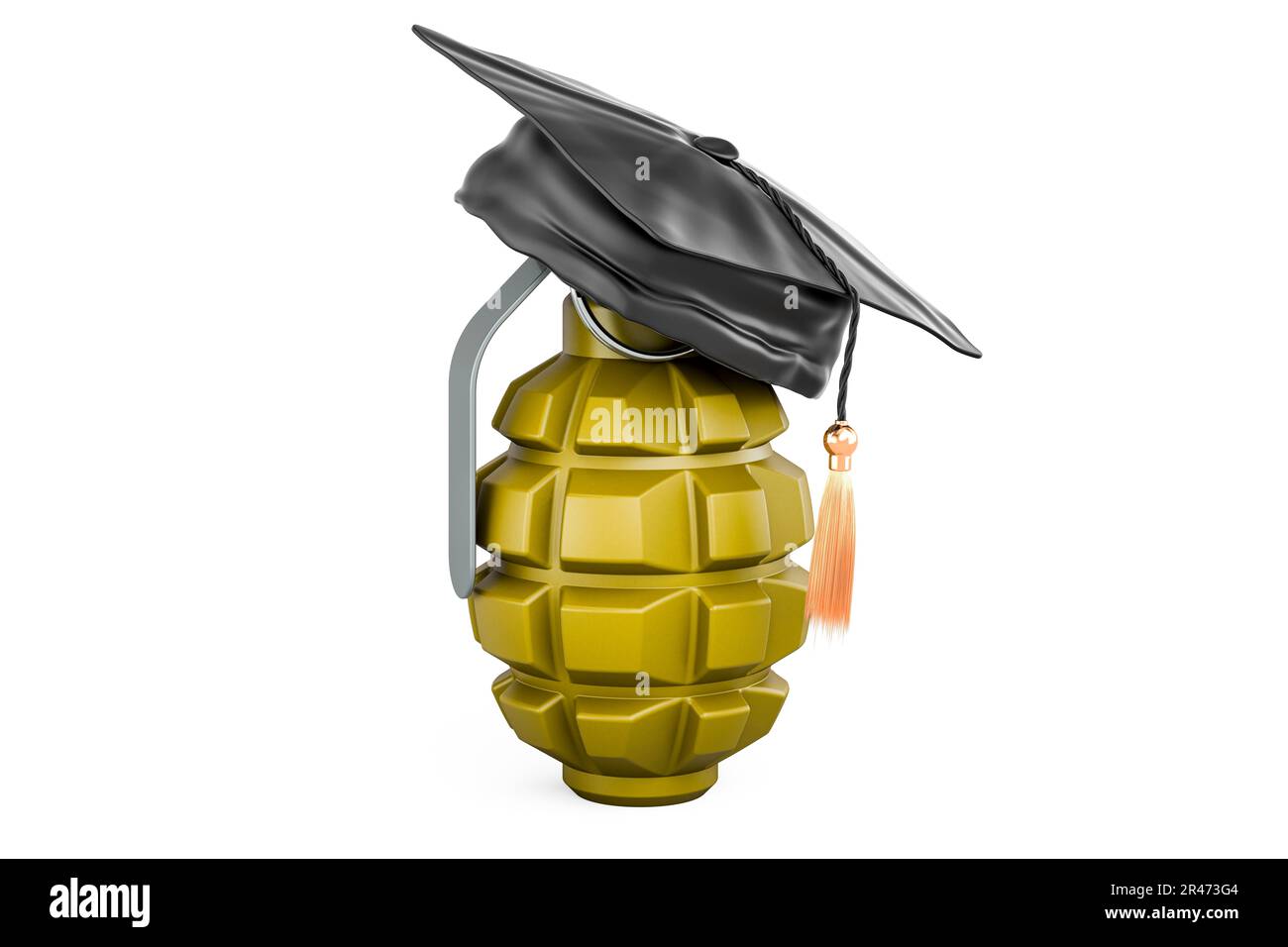 Hand grenade with education hat, 3D rendering isolated on white ...