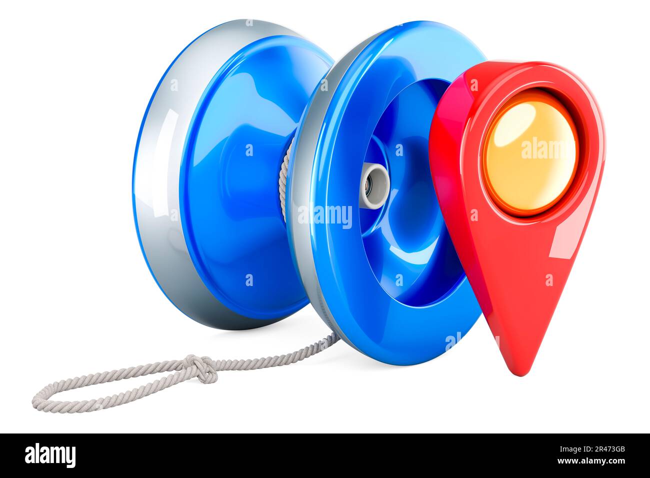 Yo-yo with map pointer, 3D rendering isolated on white background Stock ...