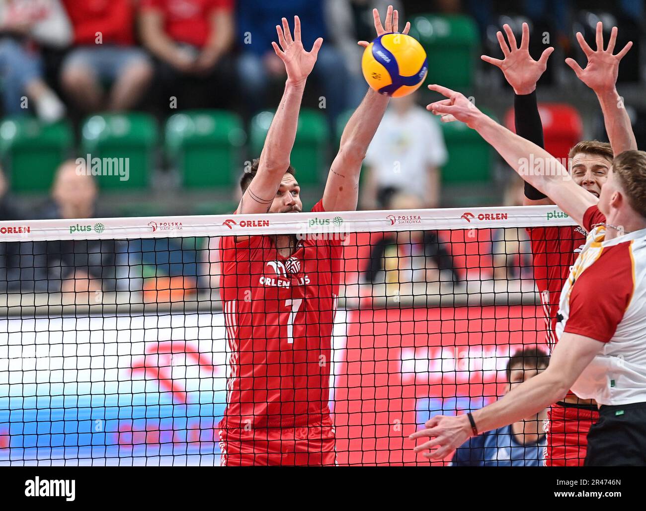 Sosnowiec, Poland. 26th May, 2023. Karol Klos during the Men's volleyball friendly match between Poland and German on May 26, 2023 in Sosnowiec, Poland. (Photo by PressFocus/Sipa USA) Credit: Sipa USA/Alamy Live News Stock Photo