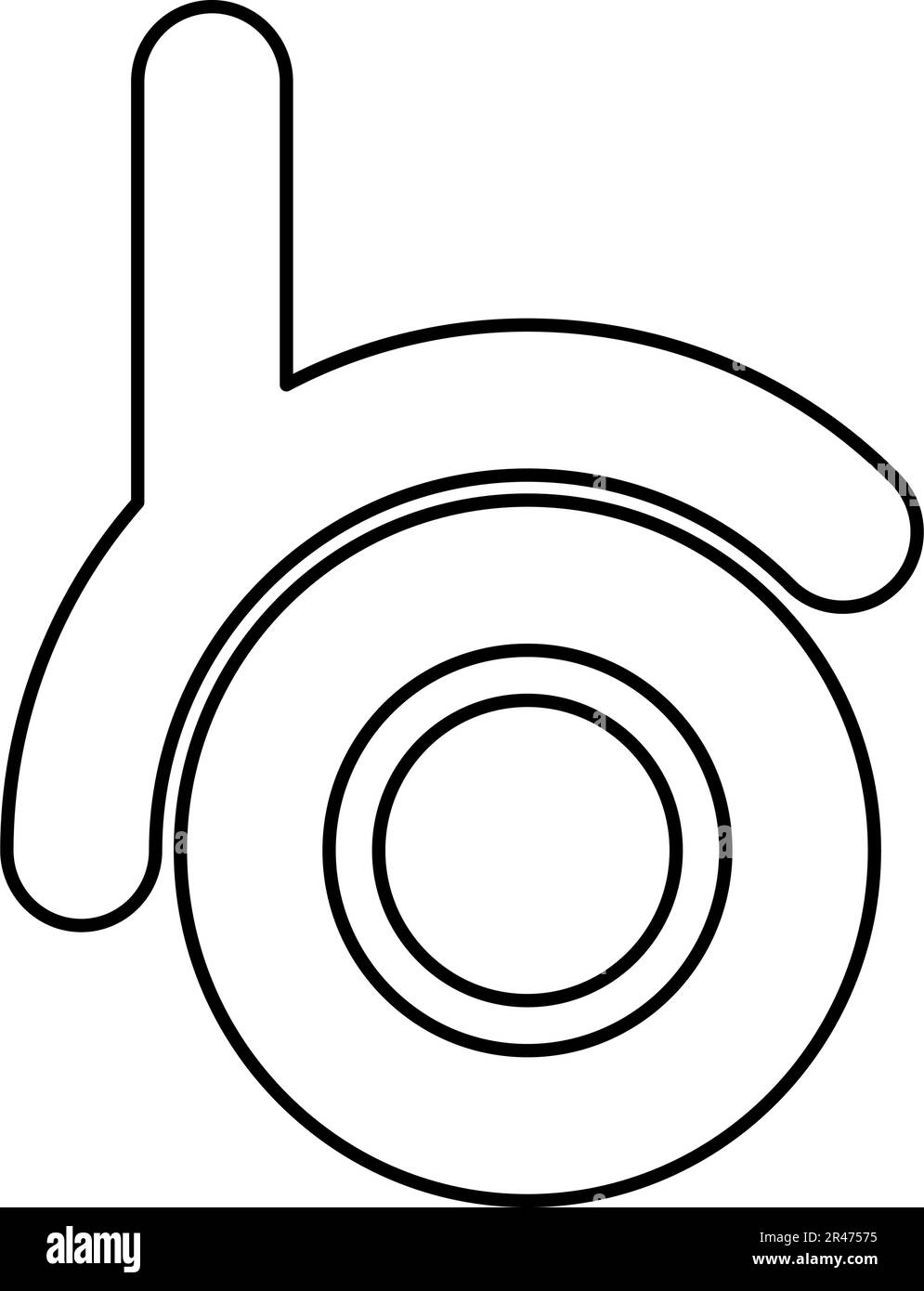 Caster wheel for furniture contour outline line icon black color vector