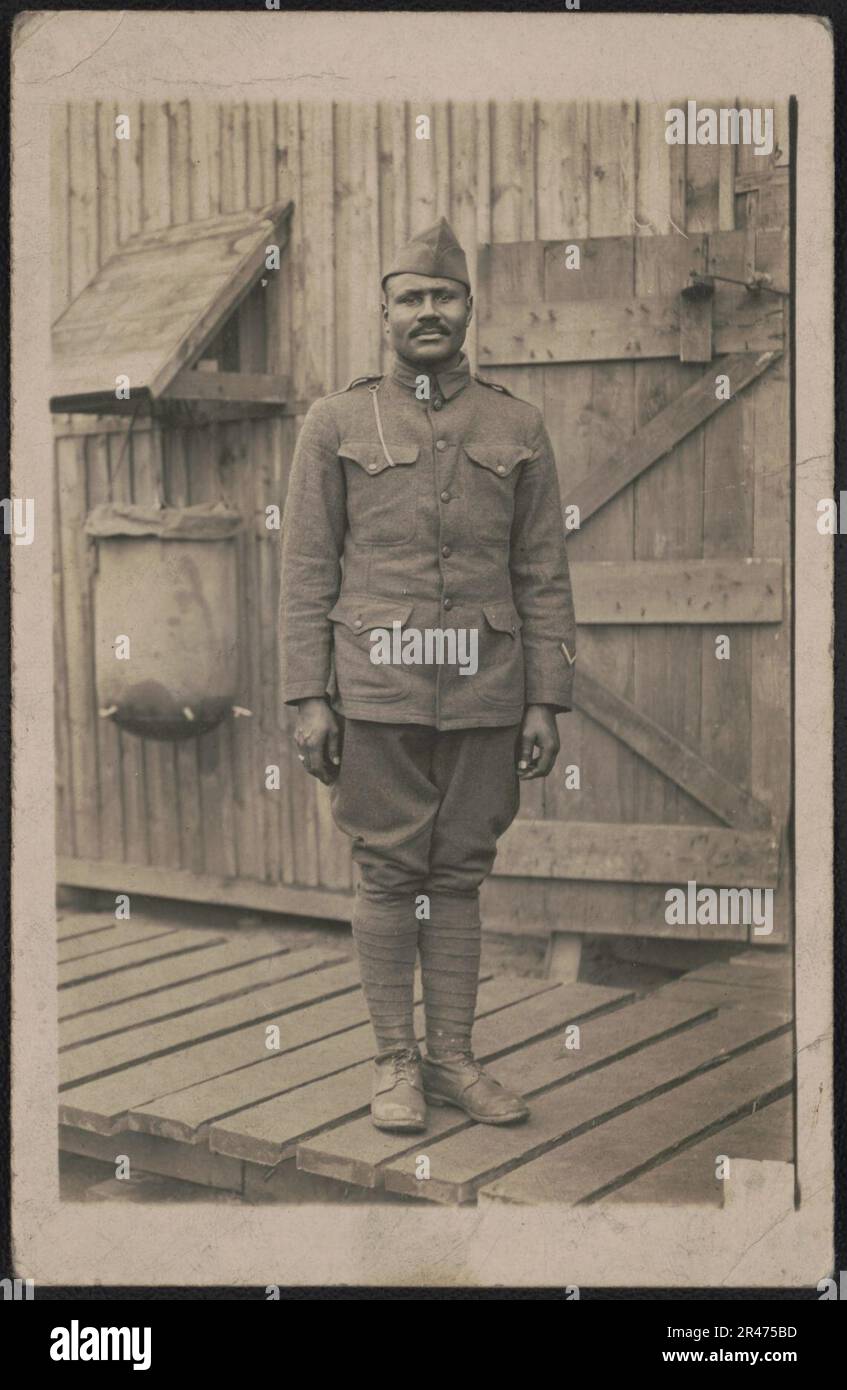 Unidentified African American soldier in uniform and overseas cap Stock ...