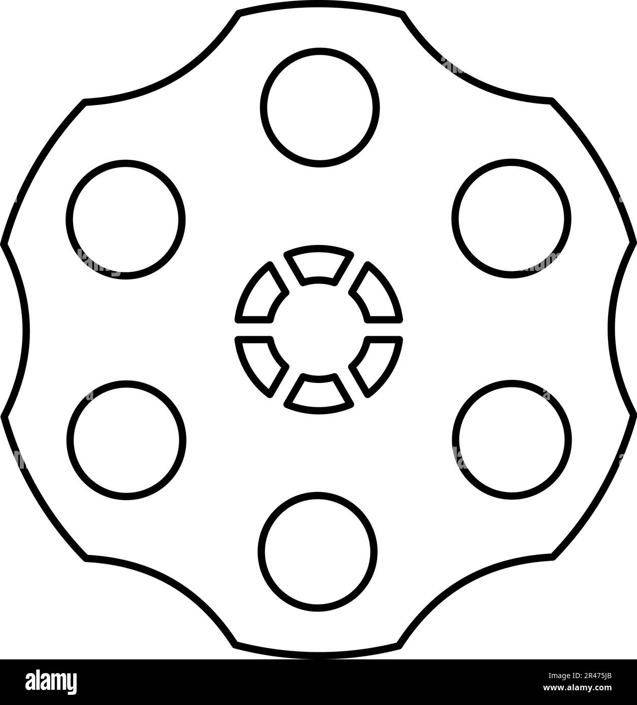 The drum of the revolver contour outline line icon black color vector ...