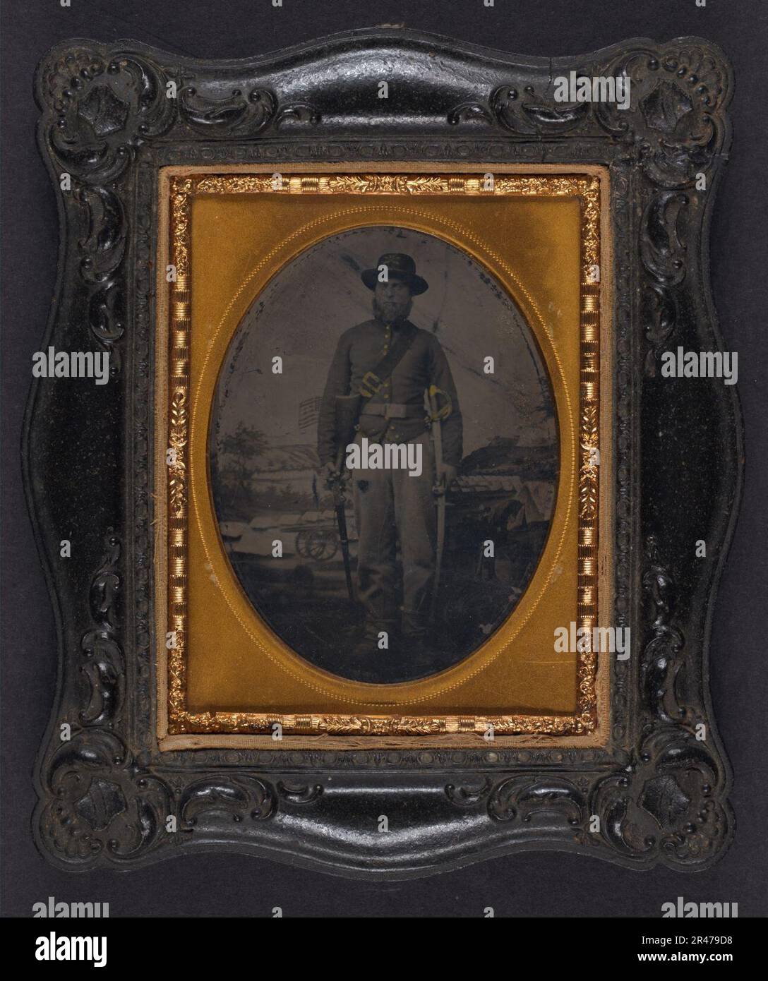 Union Shell Unidentified soldier in Union shell jacket and cavalry officer's slouch ...