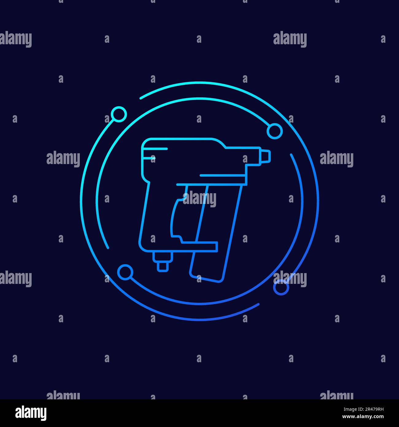 nailer, pneumatic nail gun icon, linear design Stock Vector