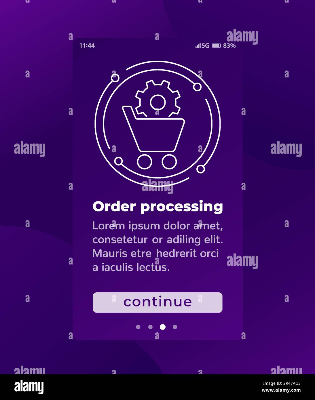 order processing mobile app page screen Stock Vector