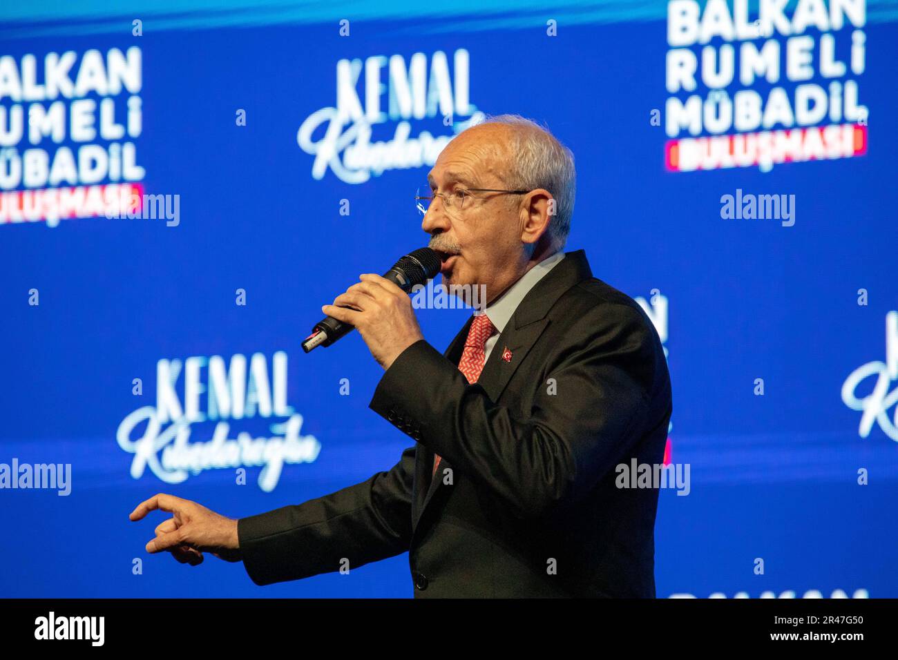 May 26, 2023: Nation Alliance Presidential Candidate and Republican People's Party, CHP, Chairman Kemal Kilicdaroglu attended the Balkan Rumeli Emigrant Meeting on May 26, 2023 in Istanbul, Turkey. In the first round on 14 May, none of the candidates received enough votes to be elected president, and the election went to the second round. TÃ¼rkiye will go to the polls again on 28 May. (Credit Image: © Tolga Ildun/ZUMA Press Wire) EDITORIAL USAGE ONLY! Not for Commercial USAGE! Stock Photo