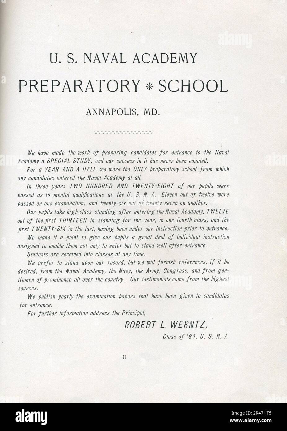United States Naval Academy Preparatory School Advertisement Stock