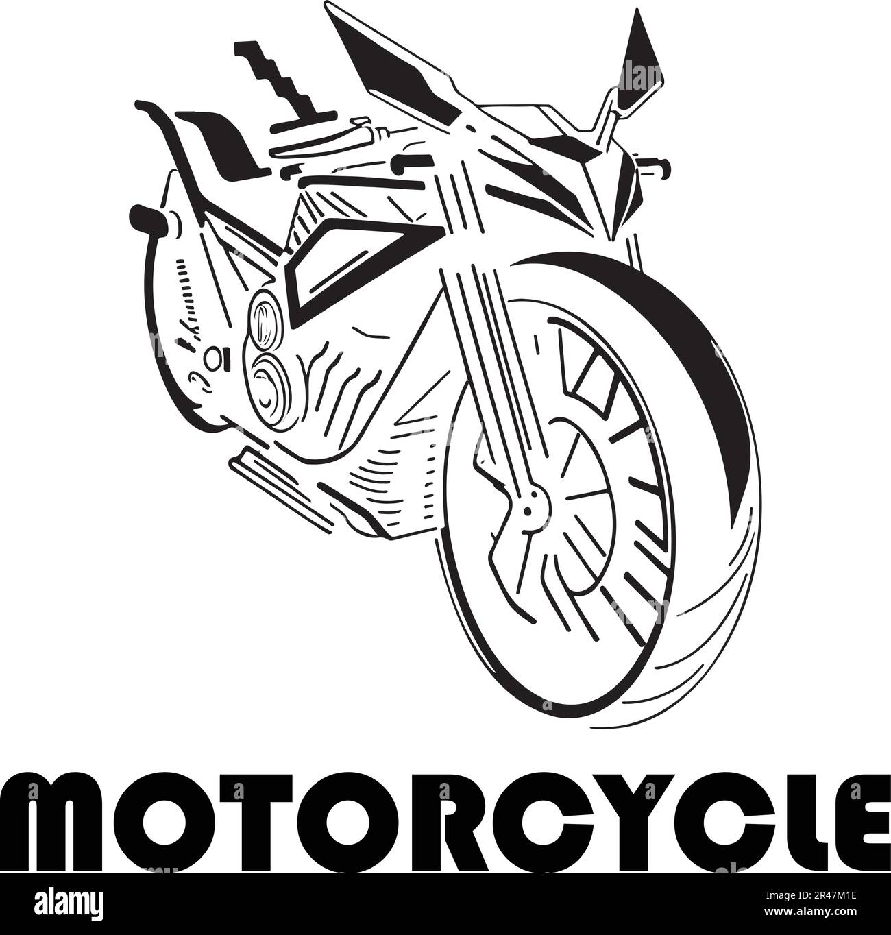 The 'Motorcycle Outline Logo' is a sleek and dynamic vector file that captures the essence of speed, adventure, and the open road. This logo template Stock Vector