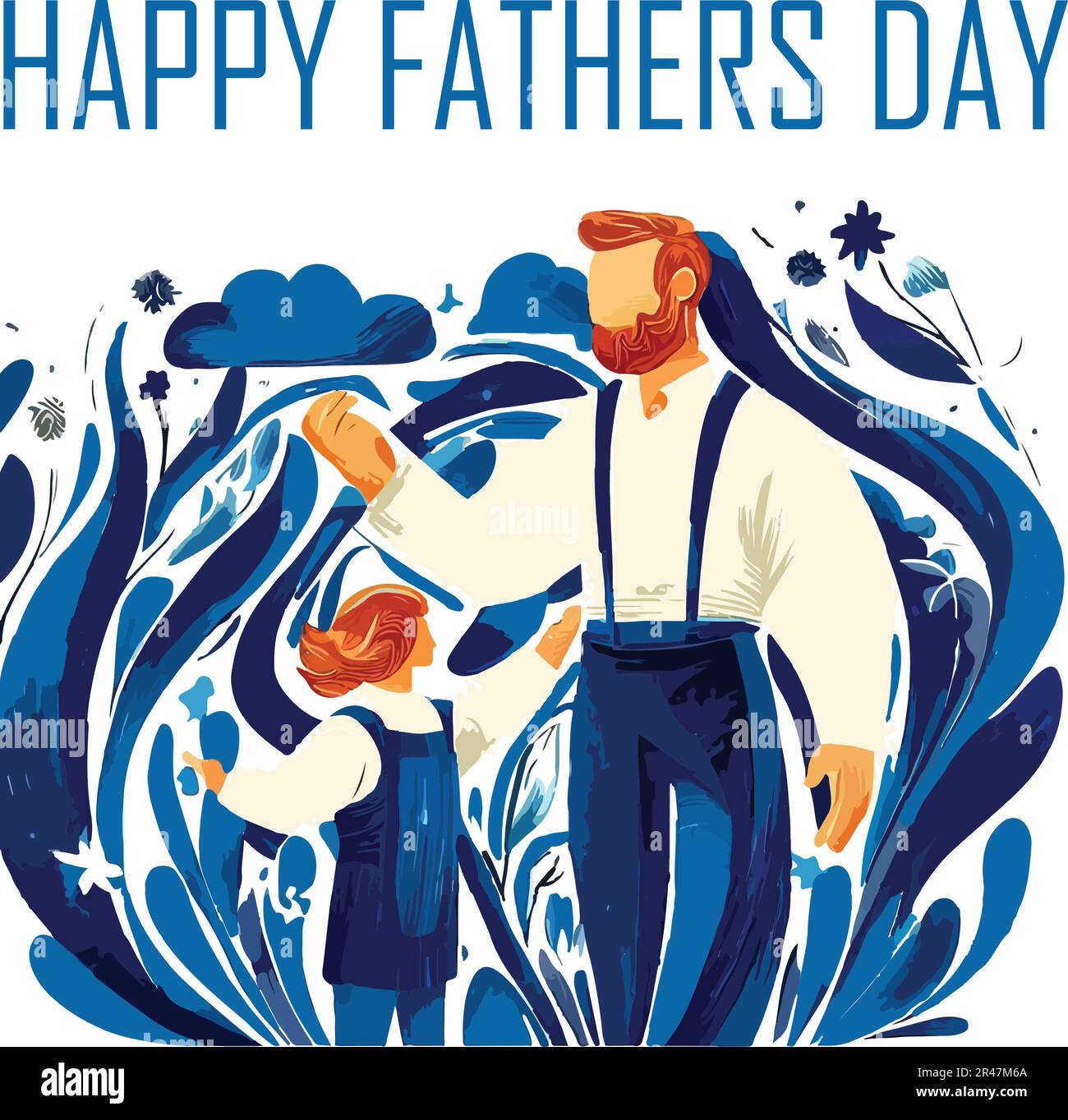 The 'Happy Fathers Day' Van Gogh-style illustration is a vector file that captures the essence of Van Gogh's iconic artistry while celebrating the spe Stock Vector