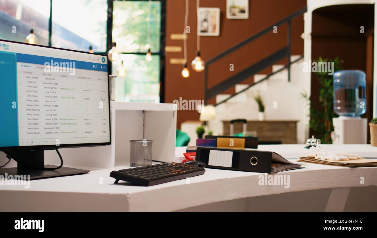 Luxury front desk in hotel lobby Stock Photo Alamy