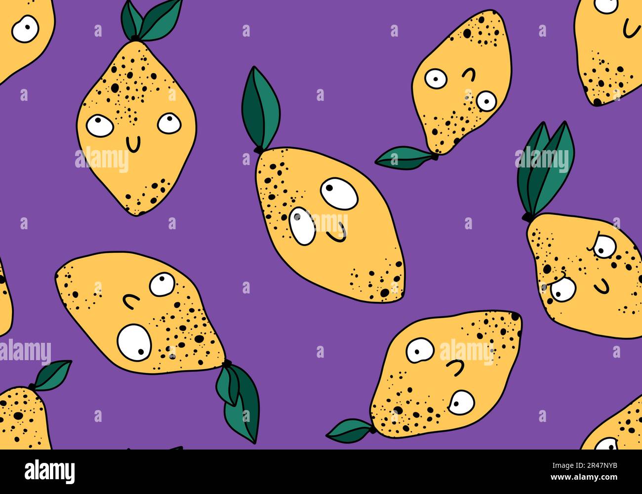 Summer cartoon fruit seamless monster lemon pattern for wrapping paper ...