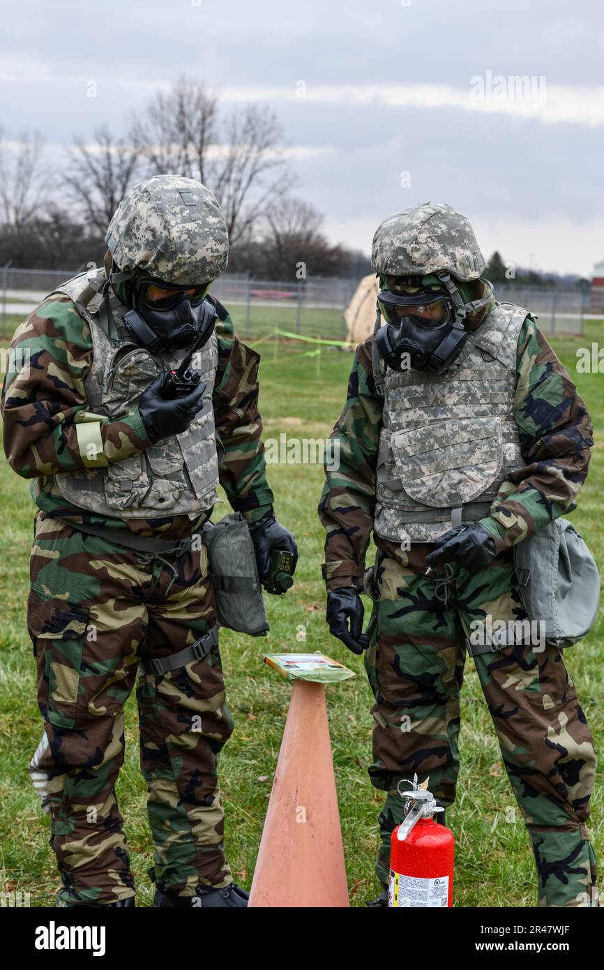 Airmen assigned to the 178th Wing participate in a basewide exercise