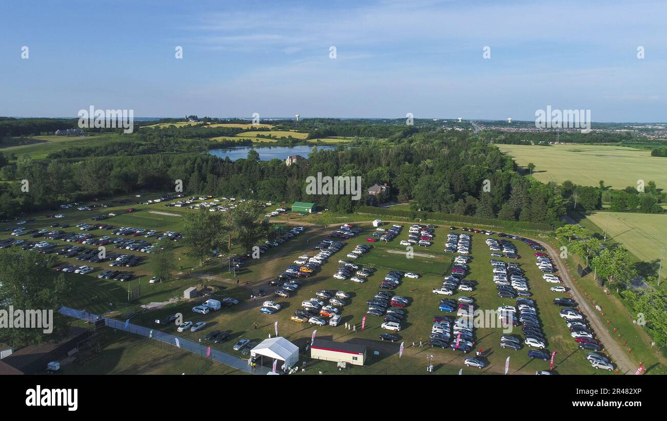 An aerial view of a parking lot with cars next to a cricket stadium Stock Photo Alamy