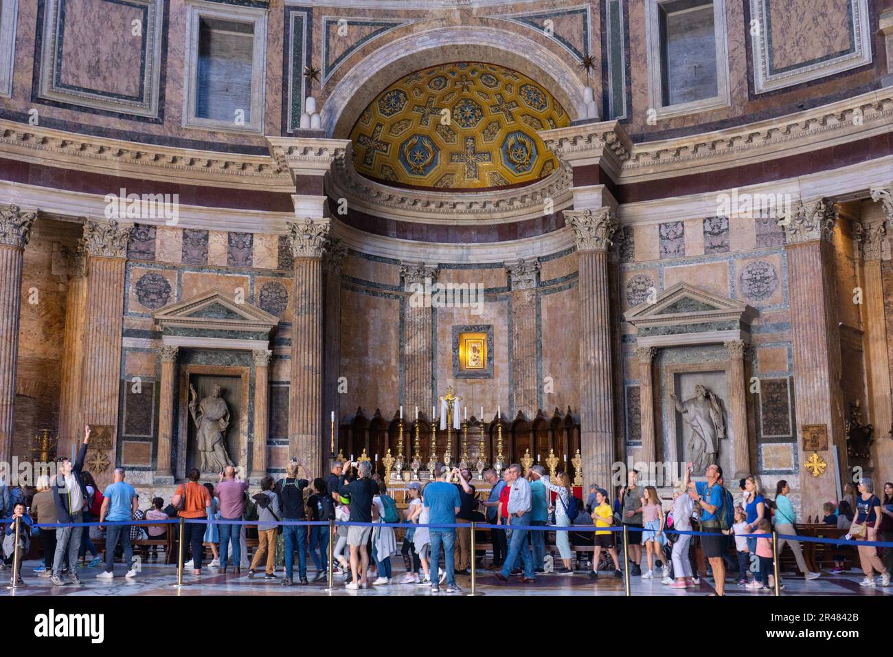 The Pantheon is a former Roman temple and, since 609 AD, a Catholic church in Rome, Italy. Stock Photo