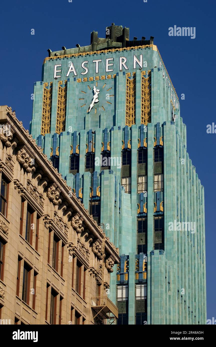 Detail of Art Deco Eastern Columbia building in downtown Los Angeles