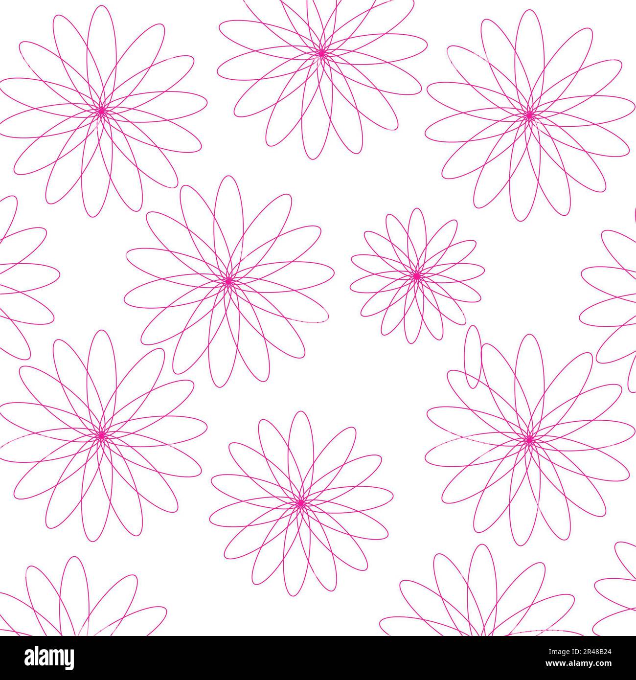 An illustration of a seamless pattern of pink flowers on a white ...