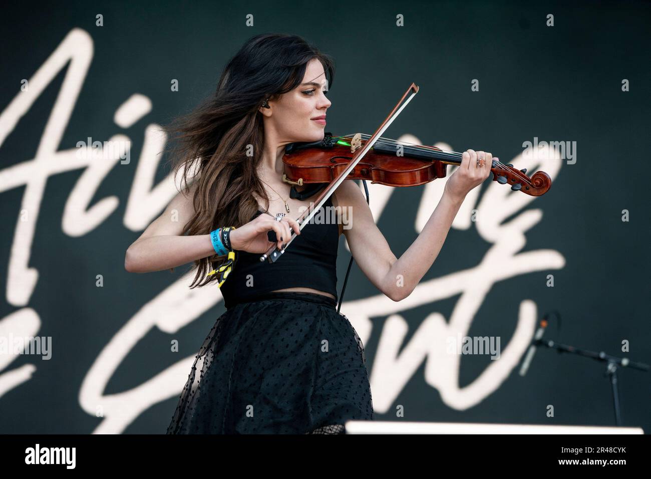 Miriam “Mimi” Peschet of The Airborne Toxic Event performs on day one