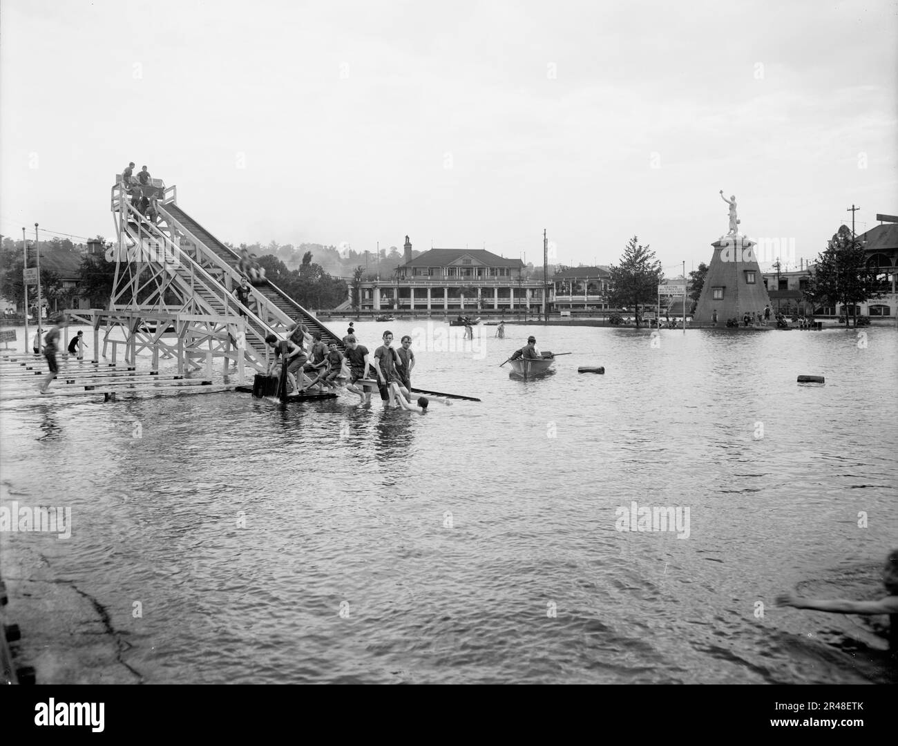 Chester Park, toboggan slide on the lake, Cincinnati, Ohio, c.between