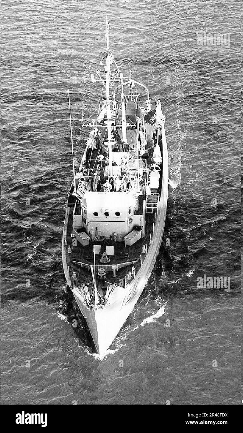 US Minesweeper MSC-121 Bluebird above Stock Photo