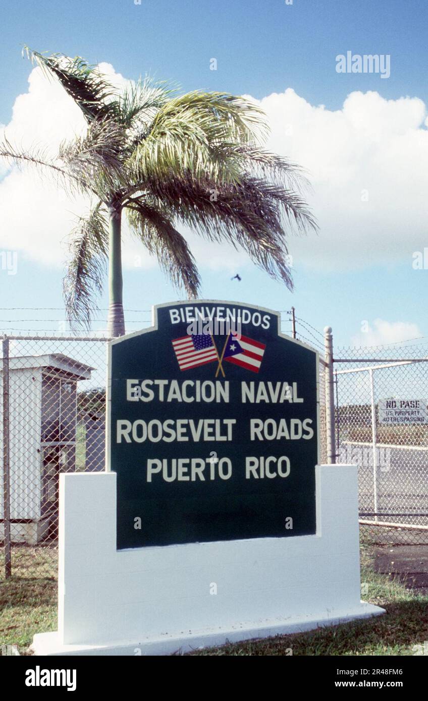 US Naval Station Roosevelt Roads entrance sign 1986 Stock Photo Alamy