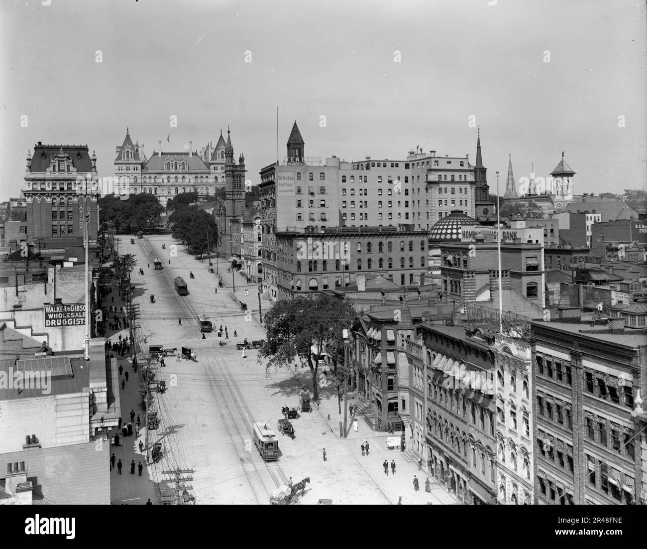 State Street, Albany, N.Y., c1907. State Capitol in background. Stock Photo