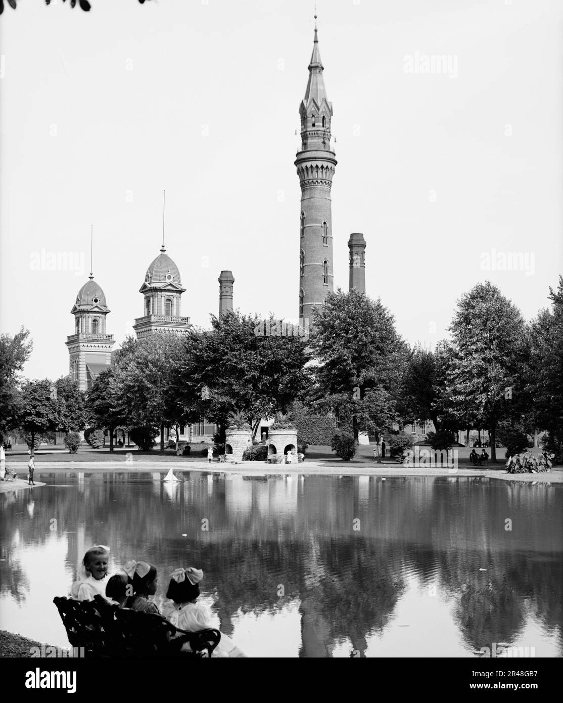 Water tower, Water Works Park, Detroit, Mich., between 1900 and 1910. Stock Photo