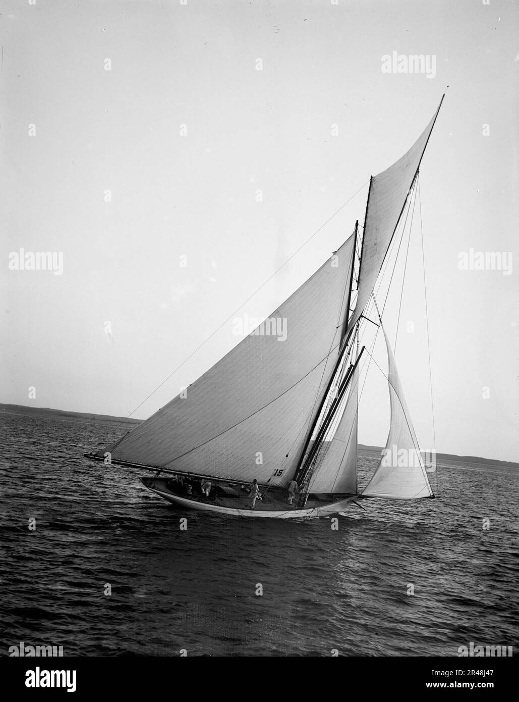 Mariquita, between 1890 and 1900. 'Mariquita' was designed by William Fife III and is the only surviving 19-metre class yacht of the six that were built. Stock Photo