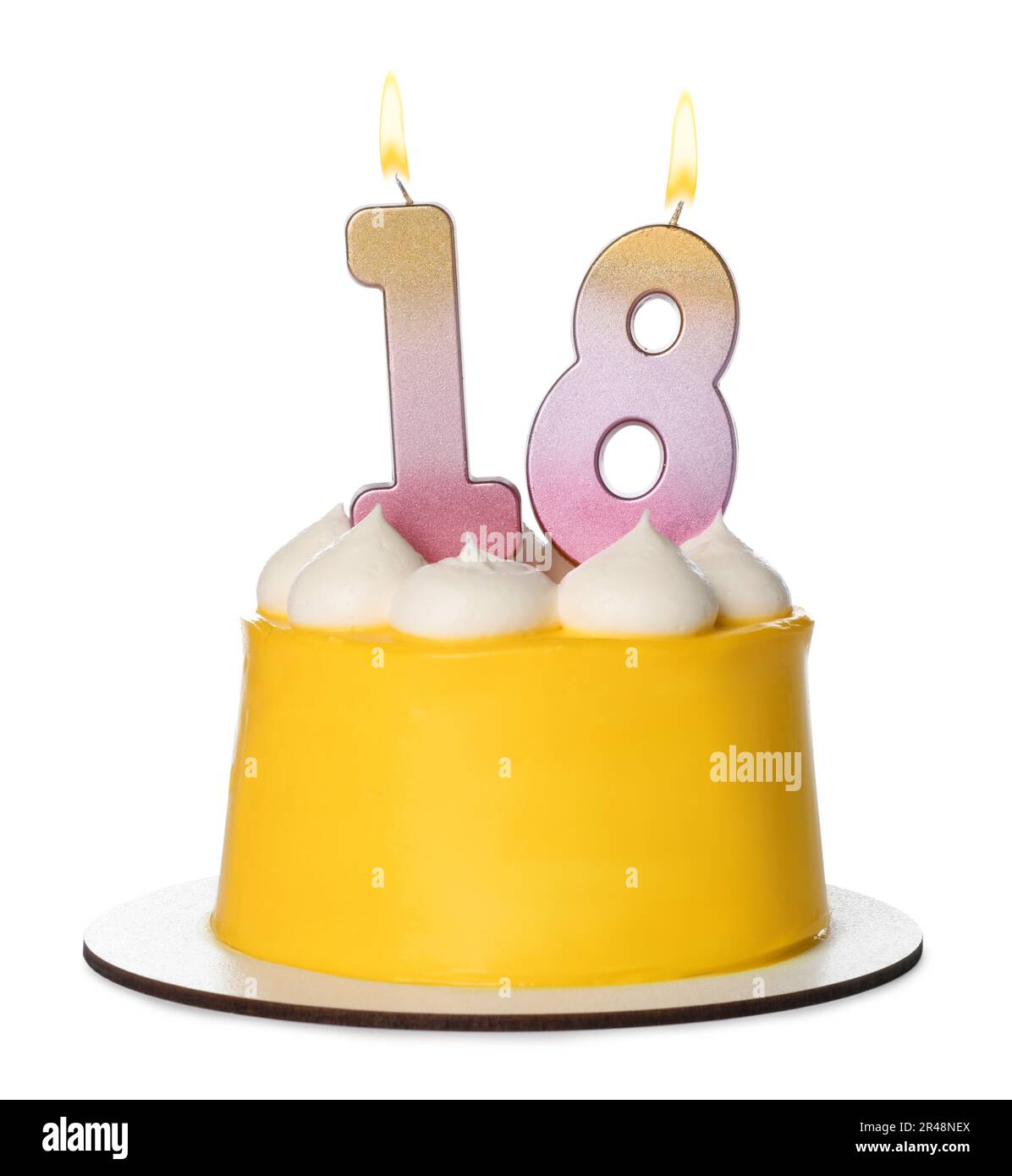 18th birthday. Delicious cake with number shaped candles for coming of