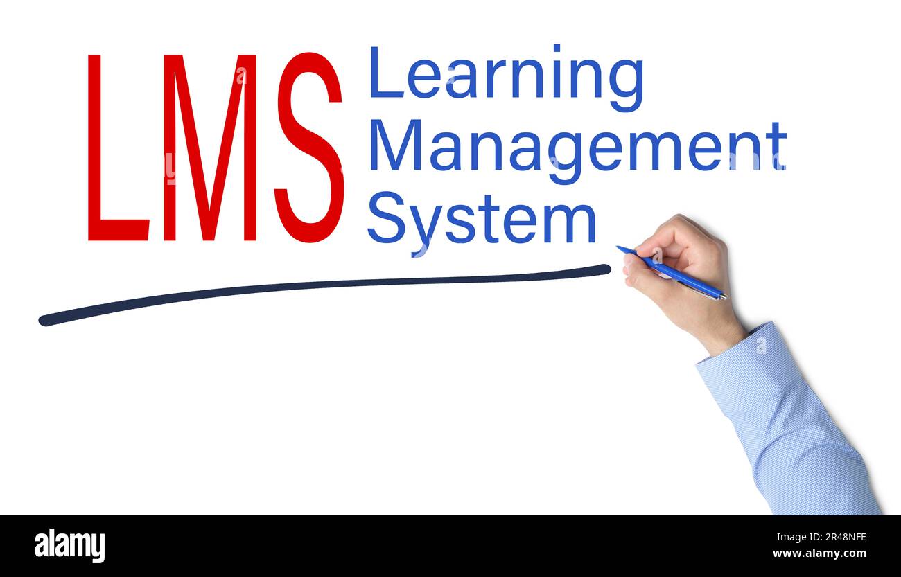 Man underlining text Learning Management System and its abbreviation