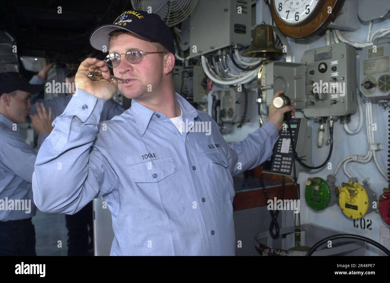 US Navy Sounding the boatswain's call Stock Photo Alamy