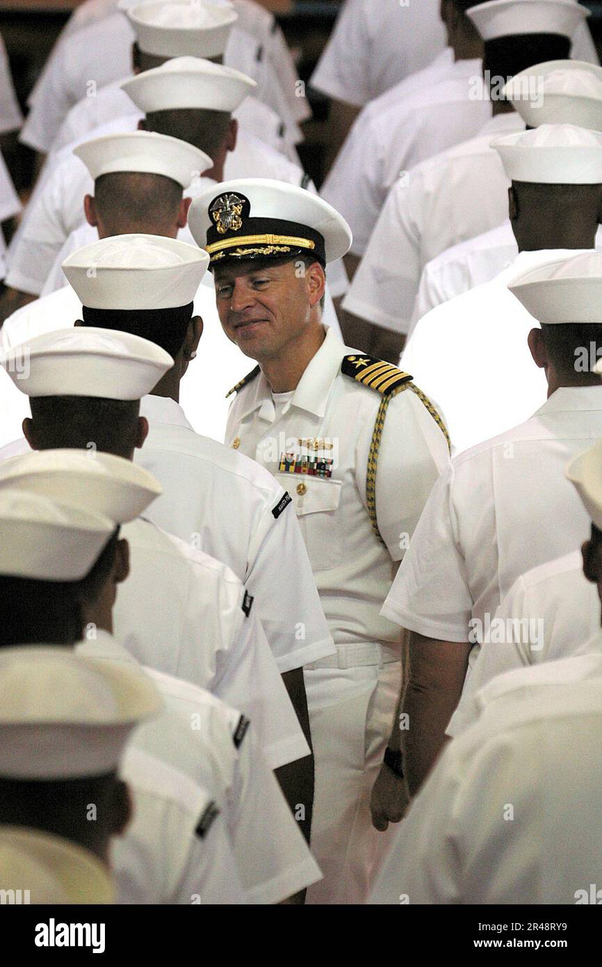 US Navy Personnel inspection aboard Naval Station Pearl Harbor Stock