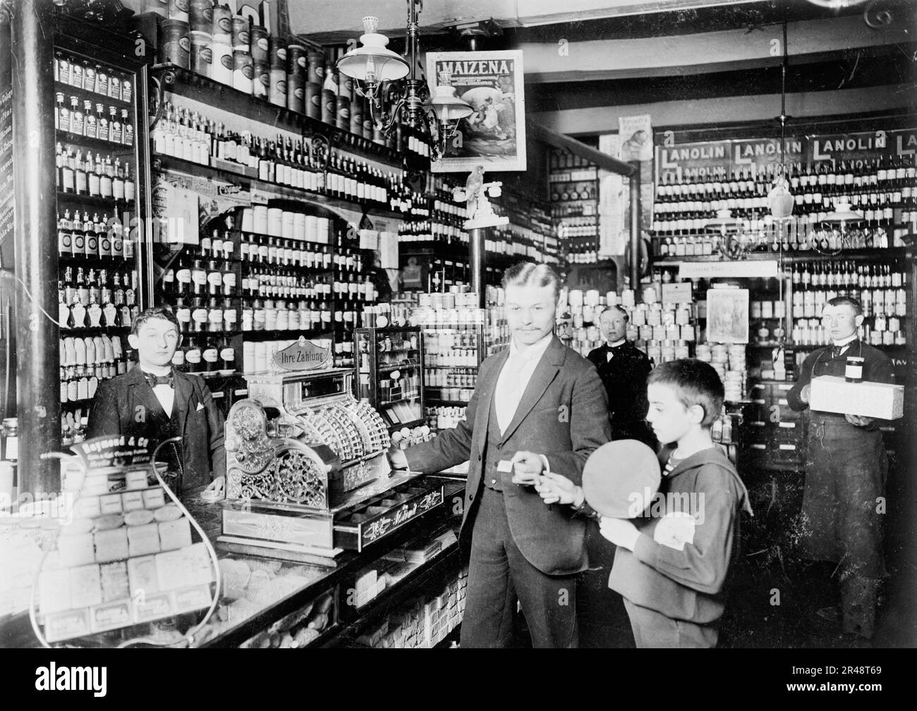 Unidentified grocery store, probably in Germany, between 1900 and 1910