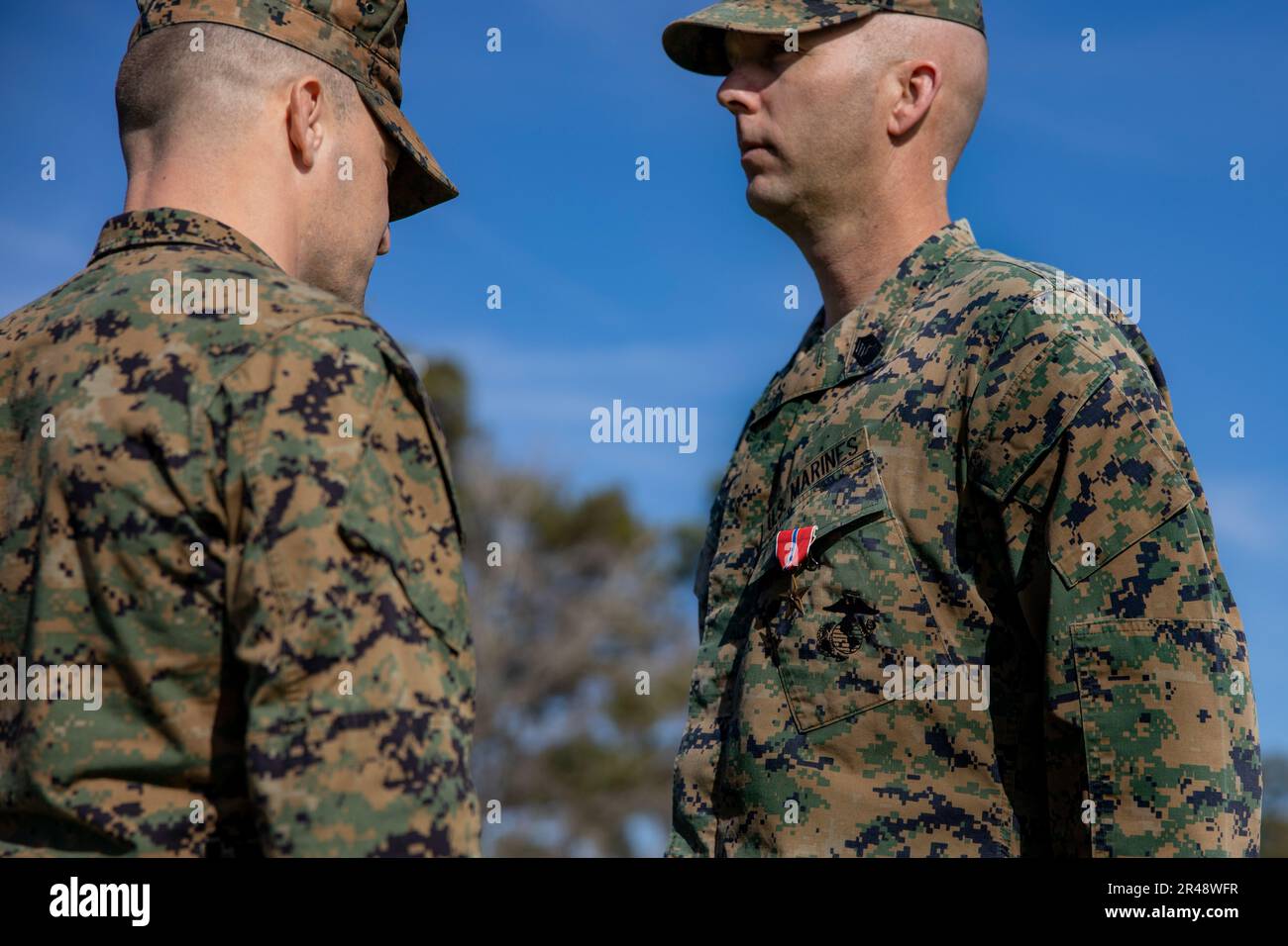 U.S. Marine Corps Lt. Col. Robert D. Barbaree III, left, commanding