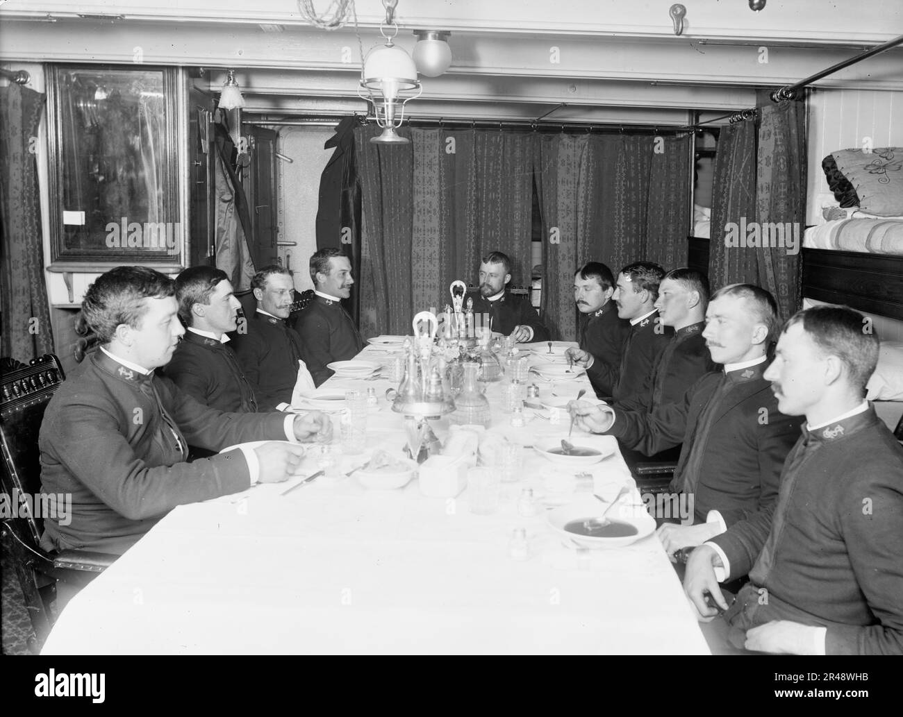 U.S.S. Newark, junior officers' mess, between 1891 and 1901 Stock Photo ...