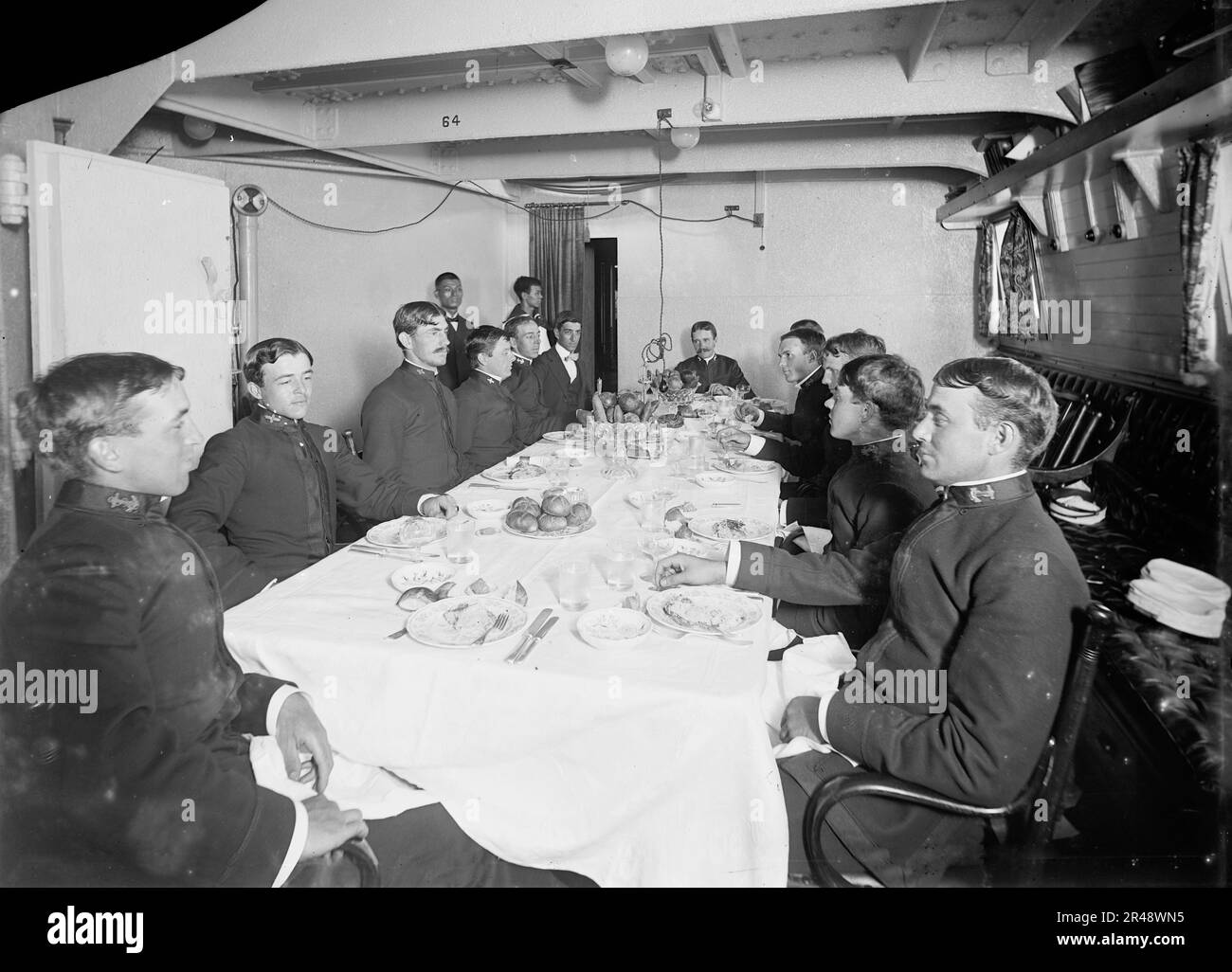 U.S.S. Massachusetts, junior officers' mess, between 1896 and 1901. Stock Photo