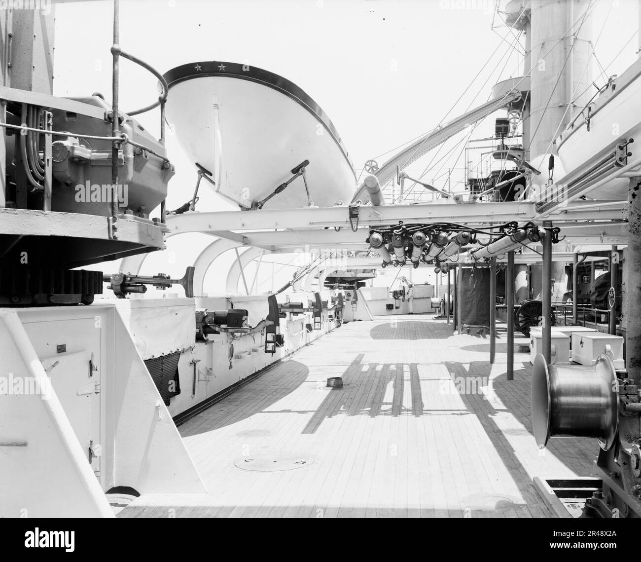 U.S.S. Kentucky, superstructure deck, 1900 or 1901. Stock Photo