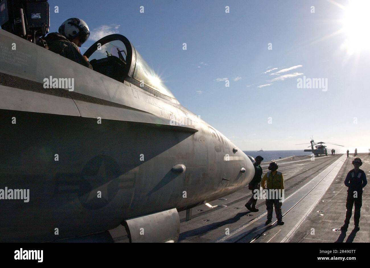 US Navy An FA18C sits ready on catapult three, one of four