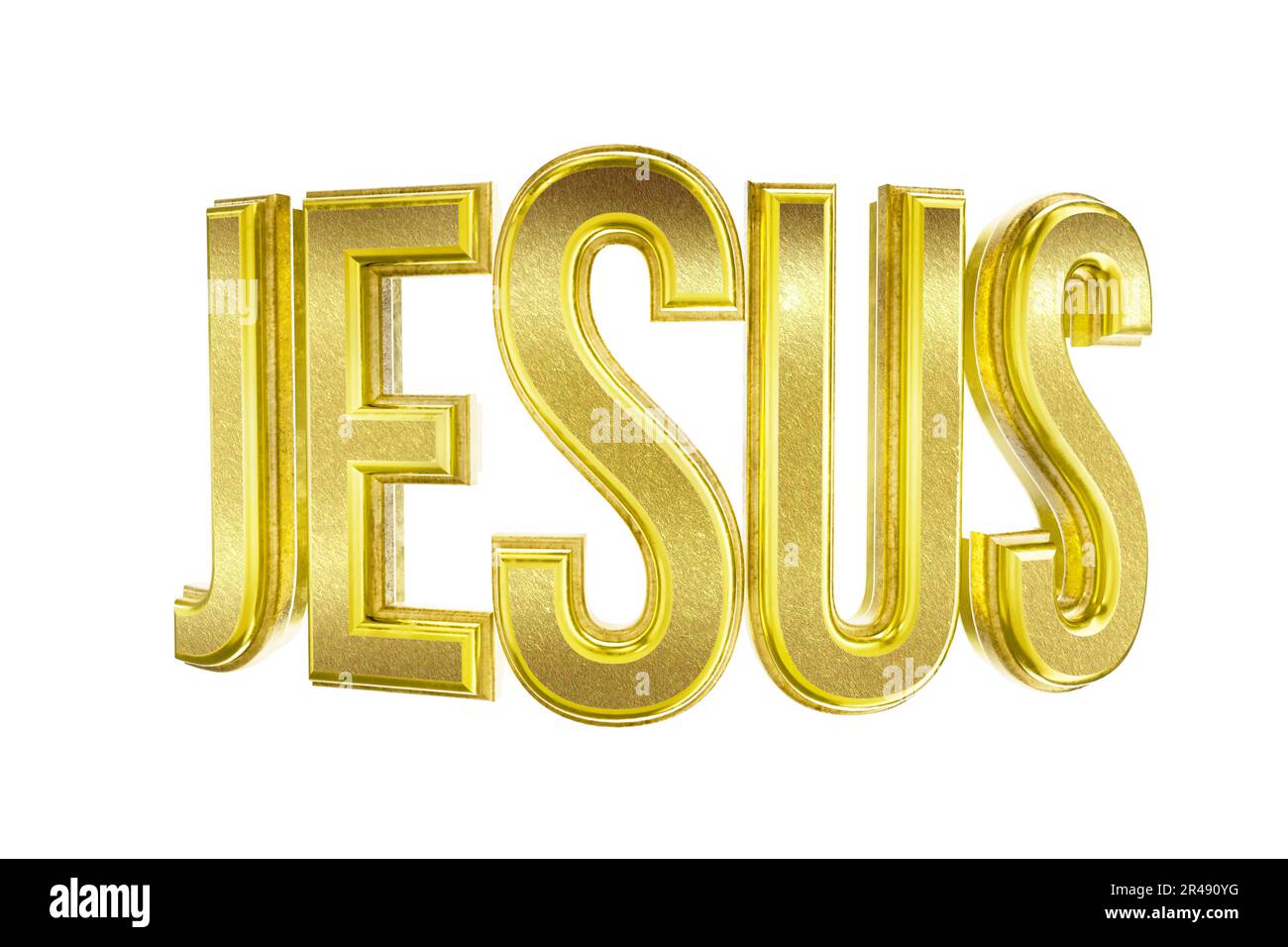 Word Jesus written in gold in a 3d render Stock Photo - Alamy