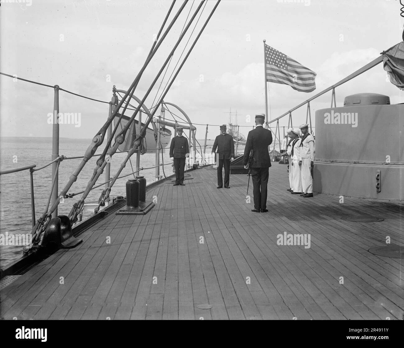 U.S.S. New York, morning report, between 1893 and 1901. Stock Photo
