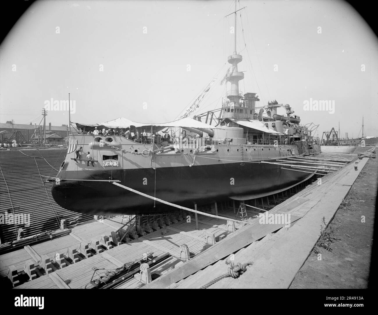 U.S.S. Oregon in dry dock, Brooklyn Navy Yard, 1898 AugOct Stock Photo
