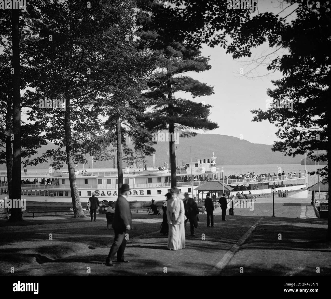 Sagamore dock, Green Island, Lake George, N.Y., (1904 Stock Photo - Alamy