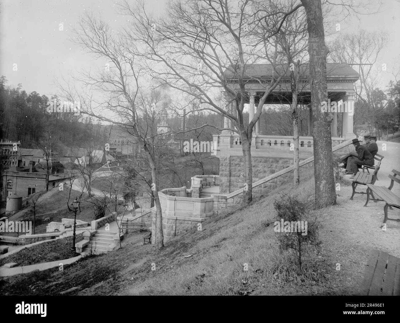 Steps and Pavilion, Government Reservation, Hot Springs, Ark, between 1900 and 1906. Stock Photo