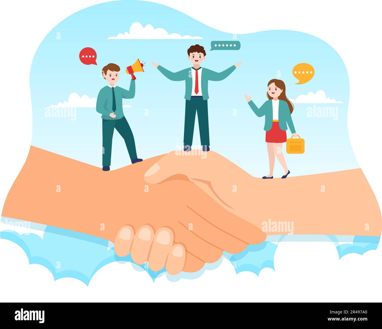 Conflict Resolution and Management Vector Illustration with Two Society Groups Different Opinions and Disagreement in Landing Page Hand Drawn Stock Vector