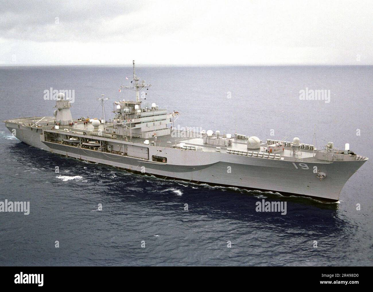 US Navy USS Blue Ridge (LCC-JCC 19) steams in the Philippine Sea ...