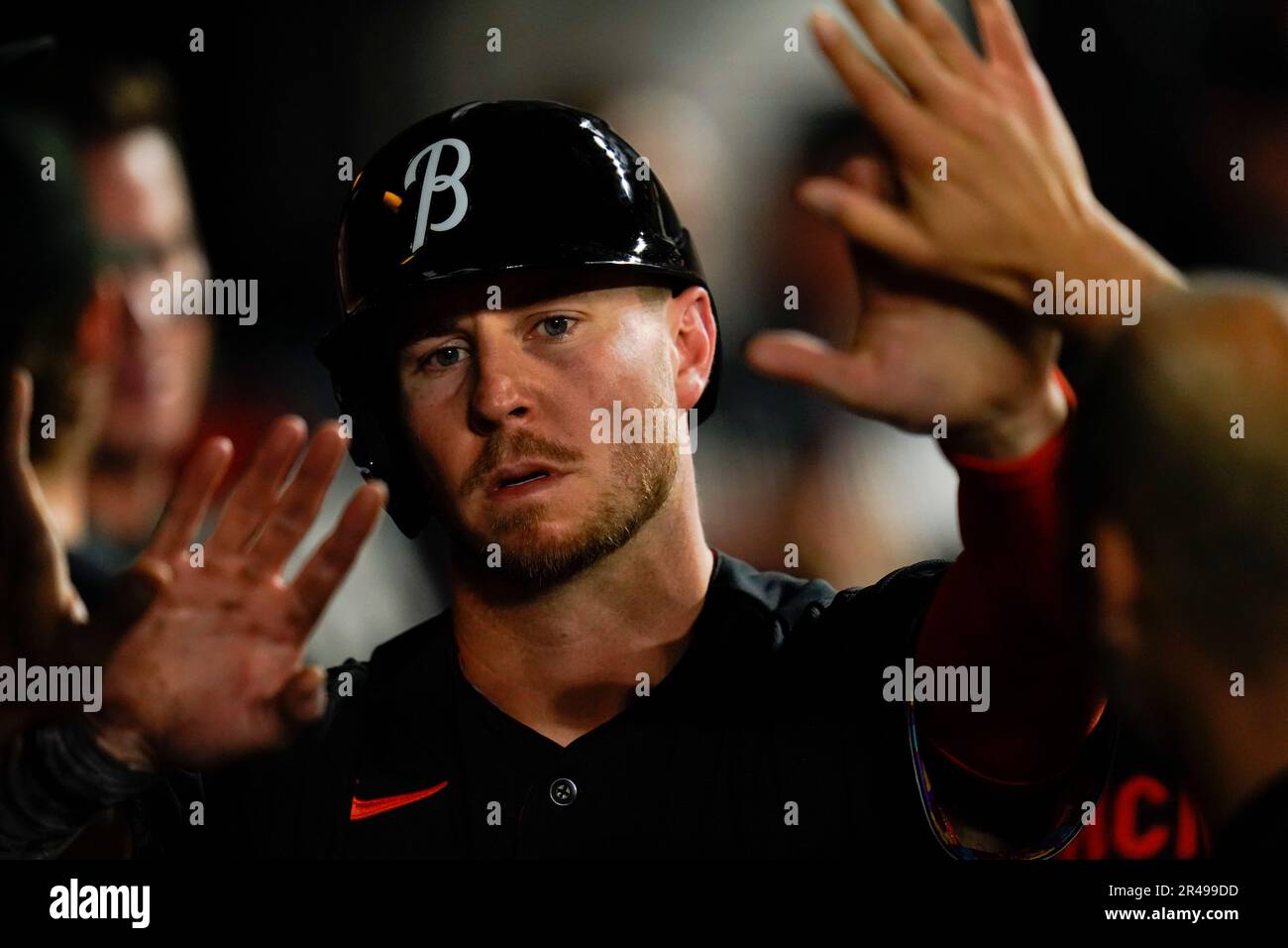 Baltimore Orioles' Terrin Vavra watches his ball while hitting a three-run  home run against the Toronto Blue Jays during the eighth inning of the  first game of a baseball doubleheader, Wednesday, Oct.